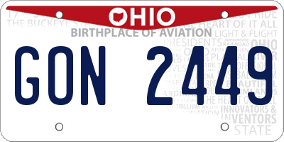 OH license plate GON2449