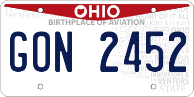 OH license plate GON2452