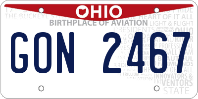 OH license plate GON2467