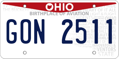 OH license plate GON2511