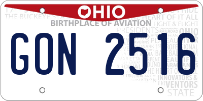 OH license plate GON2516