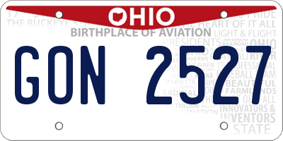 OH license plate GON2527