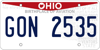 OH license plate GON2535