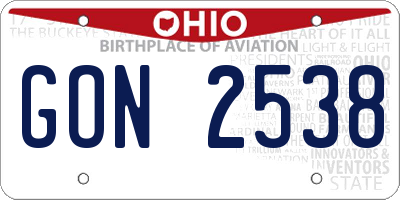 OH license plate GON2538
