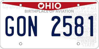 OH license plate GON2581