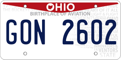 OH license plate GON2602