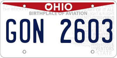OH license plate GON2603