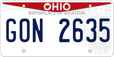 OH license plate GON2635