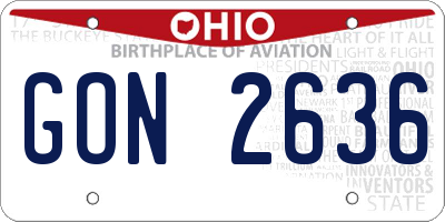 OH license plate GON2636