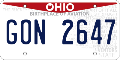 OH license plate GON2647