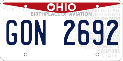 OH license plate GON2692
