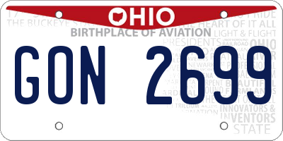 OH license plate GON2699