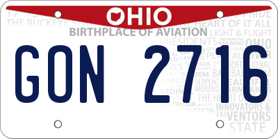 OH license plate GON2716