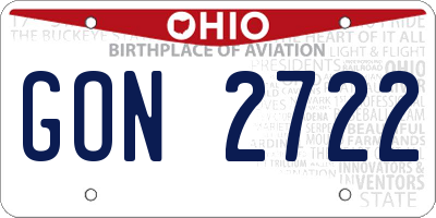 OH license plate GON2722