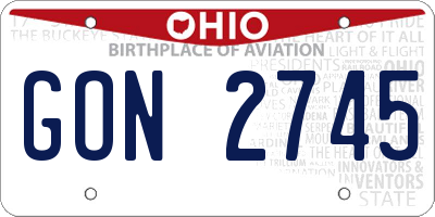 OH license plate GON2745