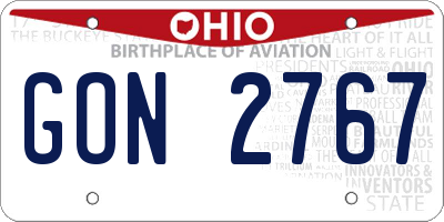 OH license plate GON2767