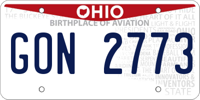OH license plate GON2773