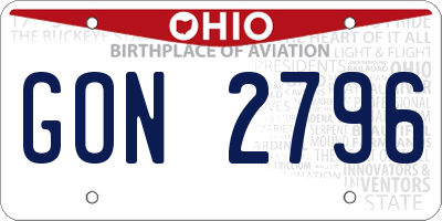 OH license plate GON2796