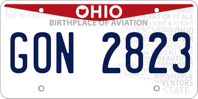 OH license plate GON2823