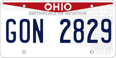 OH license plate GON2829