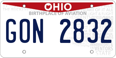 OH license plate GON2832