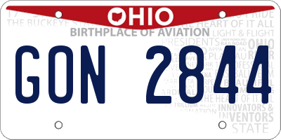 OH license plate GON2844