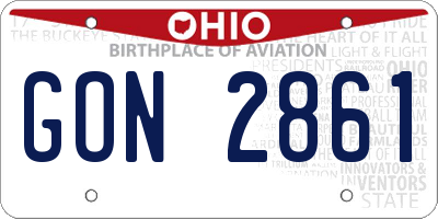 OH license plate GON2861