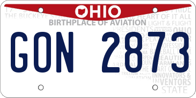 OH license plate GON2873