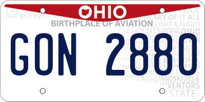 OH license plate GON2880