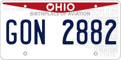 OH license plate GON2882