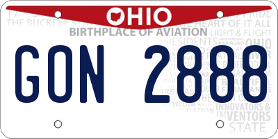 OH license plate GON2888