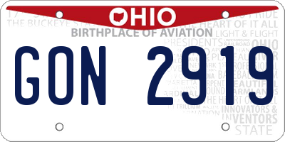 OH license plate GON2919