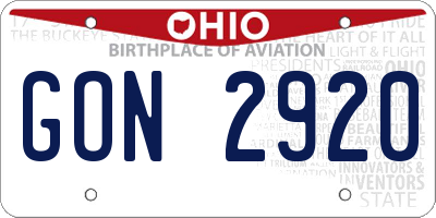 OH license plate GON2920