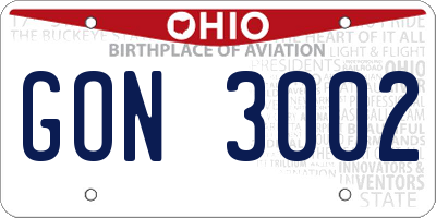 OH license plate GON3002