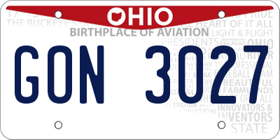 OH license plate GON3027