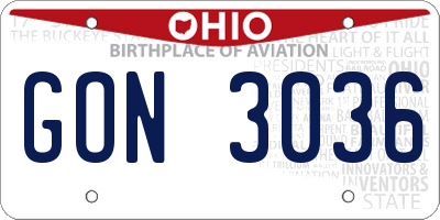 OH license plate GON3036