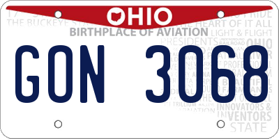 OH license plate GON3068