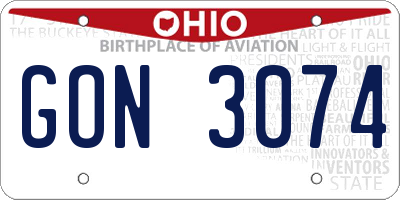 OH license plate GON3074