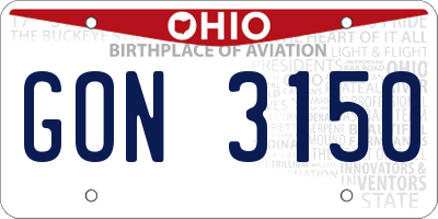 OH license plate GON3150