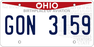 OH license plate GON3159