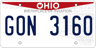 OH license plate GON3160