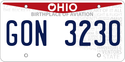 OH license plate GON3230