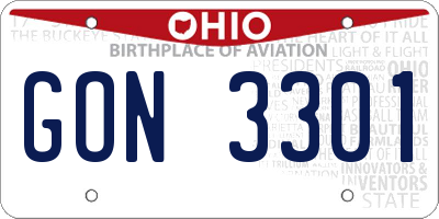 OH license plate GON3301