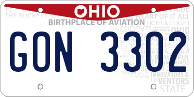 OH license plate GON3302