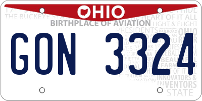 OH license plate GON3324