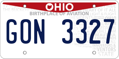 OH license plate GON3327