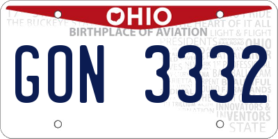 OH license plate GON3332