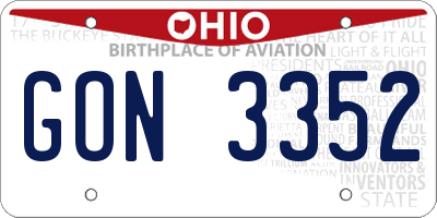 OH license plate GON3352