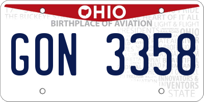 OH license plate GON3358