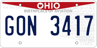 OH license plate GON3417